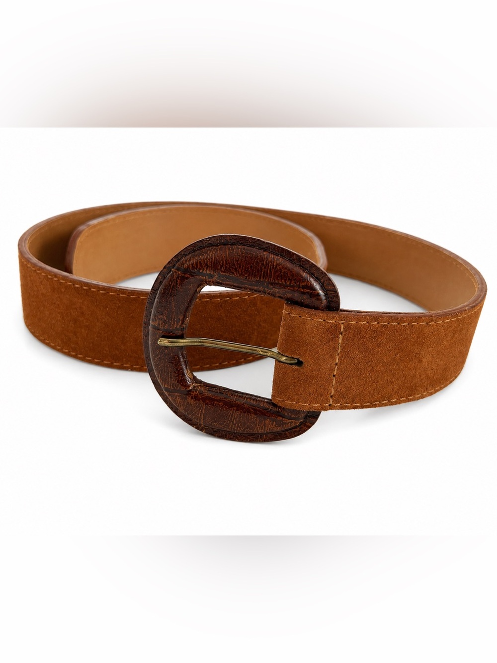 Omega genuine suede belt camel tan size 28” vintage